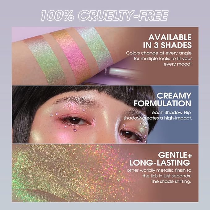 Jolilab Metallic Liquid Chameleon Eyeshadow, Multi-Dimensional Eye Looks, Long-lasting Holographic Glitter Multichrome Eyeshadows Makeup (#Wonder+#GX006)