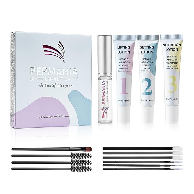 PERMANIA Brow Lamination Kit, Tube Design Instant Perm for Fuller & Thicker Eyebrows Salon Result lasts 4 weeks