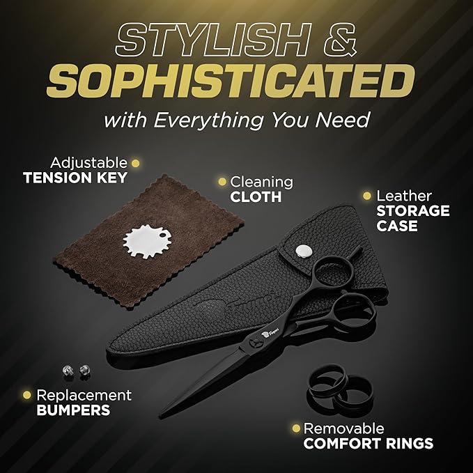 Fagaci Hair Scissors Professional Left 6” 440C Steel for Superior Precision, Extremely Sharp Blades Hair Cutting Scissors for Women & Men, Durable Sharpness Hair Shears for Hair Cutting