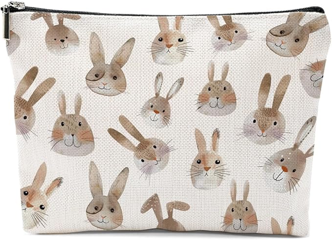 Bunny Gifts, Rabbit Makeup Bag, Bunny Stuff Cosmetic Bag Travel Pouch, Bunnies Rabbit Lovers Gifts for Women Girls Daughter Sisters Coworker Best Friend Friendship Graduation Birthday