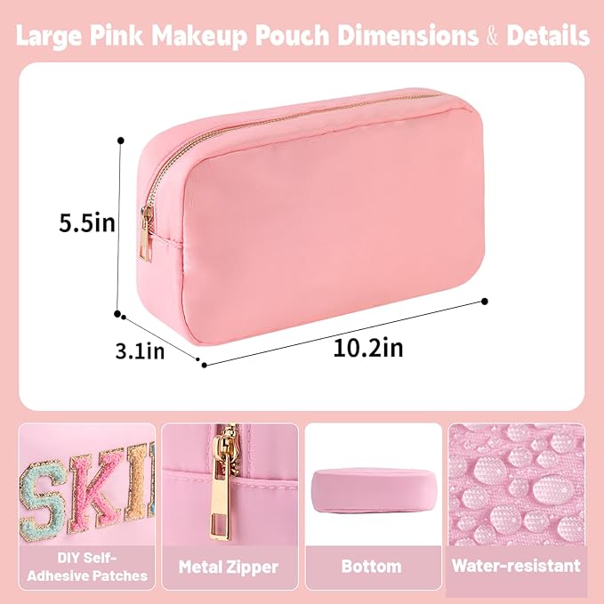 Travel Essentials Makeup Bag for Women Water-resistant Toiletry Organizer Nylon Cosmetic Pouch Preppy Stuff