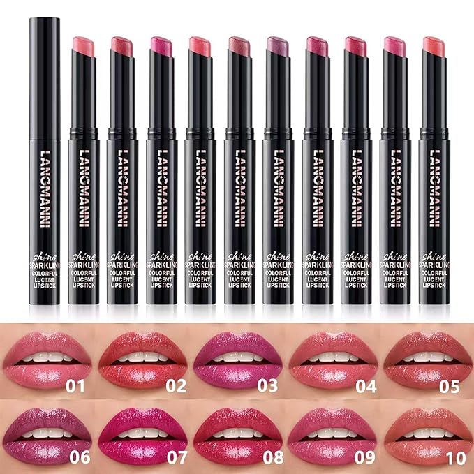 Rose Red Lipstick For Women Matte Nude Glitter Shimmer Metallic Highly Pigmented Moisturizing Lip stick Hypoallergenic Waterproof Long Lasting Lipsticks Quick Makeup Lightweight Portable 08#