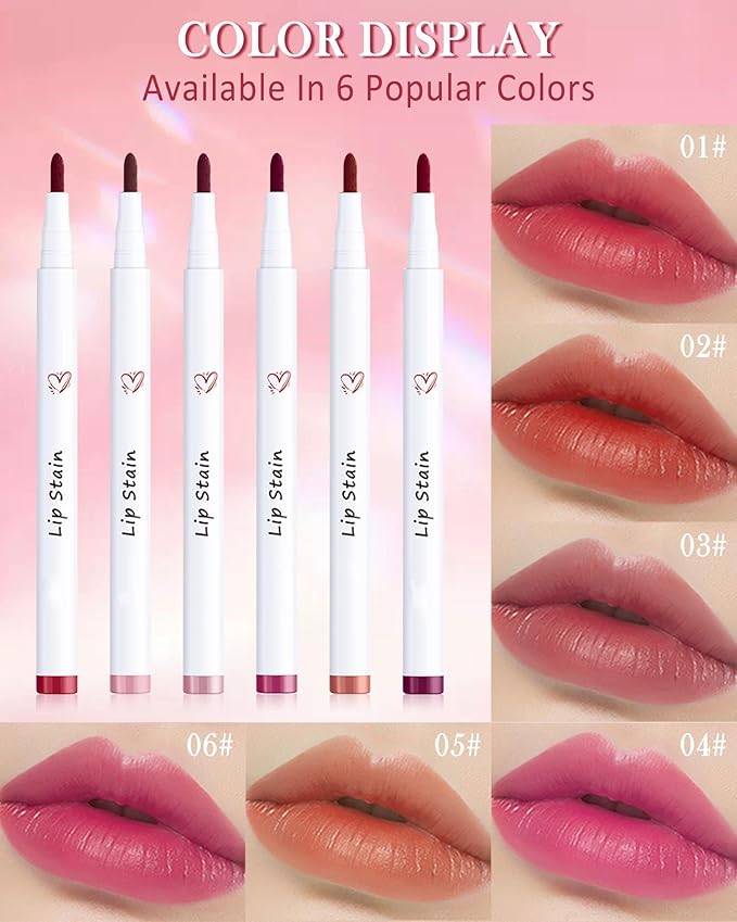Lip Stain Makeup Pen-Hydrating Lip Tint Stain Lip Liner Tattoo Pencil,Matte Color Look,Longlasting Waterproof Lipstain Lipgloss,Precise Chisel Tip Smooth,Christmas Makeup Gift for Women-02+04+05