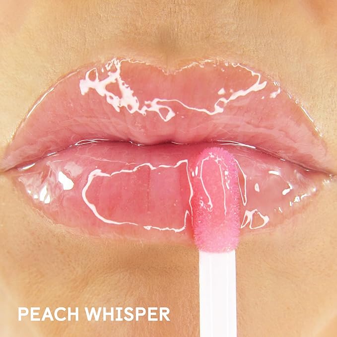 Winky Lux Peach Whisper Barely There Sheer Tinted Lip Oil - Hydrating Lip Gloss Tint, Peachy Pink Glossy Lip Balm, Juicy Non Sticky Long Lasting Formula, Infused with Jojoba Oil & Soft Vanilla Scent