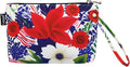 Gloppie Small Makeup Bag for Purse Portable Cosmetic Bag Aesthetic Floral Makeup Pouch Wristlet Pouch for Women Big Red Flower