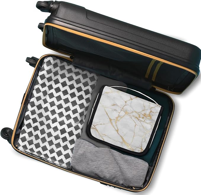 Travel Toiletry Bag for Women & Men Abstract Rose Gold Marble Hanging Cosmetic Organizer Portable Waterproof Makeup Case Make Up Bag with Compartments Travel Essentials for Bathroom Shower