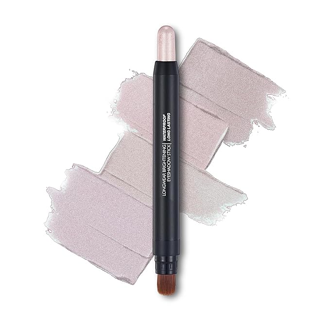 Rose Pink Dual Ended Eyeshadow Stick 12 Colors Matte and Shimmer Waterproof Long Lasting Creamy Eyeshadow Pencil for Smokey Eye Natural Everyday Makeup
