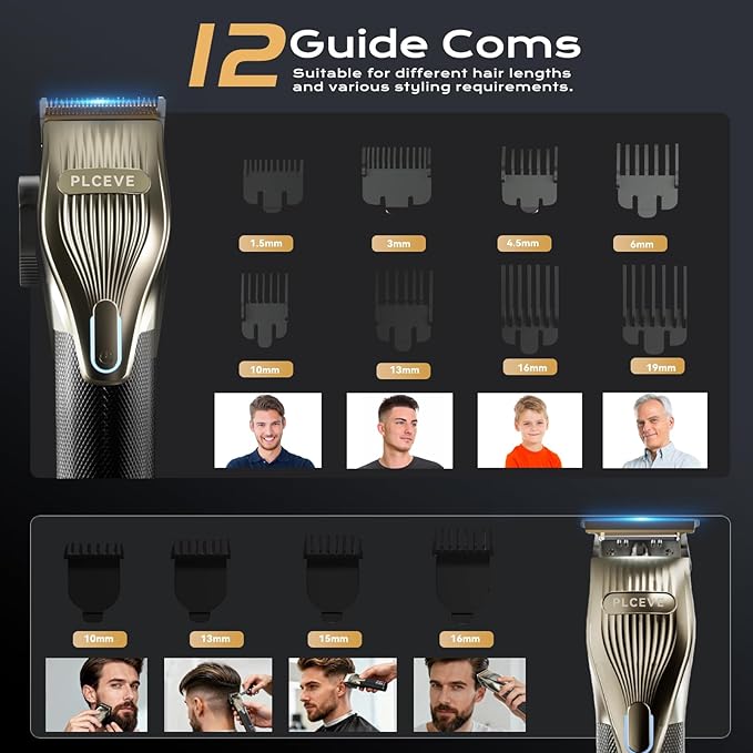 Hair Clipper for Men, Professional Electric Hair Cutting & Trimmers Set with 7500RPM Powerful Motor & LCD Display, Mens Cordless Hair Grooming Kit Barbers Haircut, Gift for Birthday Christmas