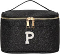 EURYNOME Makeup Bag with Custom Letter P, Water-Resistant Travel Organizer Pouch, (8.3x5.1x5.1 Inch) Cosmetic Case for Women