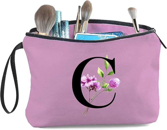 Birthday Thank You Appreciation Monogrammed Gifts for Mom Aunt Teacher Sister Friend Coworkers Bride Bridesmaid Makeup Cosmetic Bag with Mirror Mothers Day Christmas Graduation C