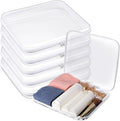 Sanwuta 6 Pcs Clear Hard Zipper Case Hard Plastic Zipper Pouches Makeup Bag Pencil Pouches Transparent Cases for Snacks Plastic Storage Organizer Box for Travel(White,13.78 x 11.81 x 2 Inch)