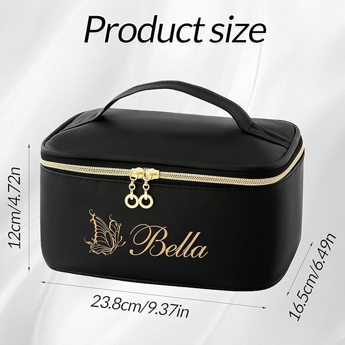 Personalized Cosmetic Bag,Customized Makeup Bag,Large Capacity Toiletry Bags for Traveling Women,Girls,Bridesmaid,with Handle&Divider,Christmas Gifts,Monogrammed Bridesmaid Gifts