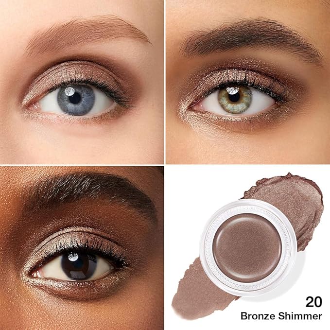 Single Cream Eye Shadow,Bronze Shimmer Glitter Natural Nude Monochrome Eyeshadow Palette,Waterproof,Long Lasting Naturing-Looking,Vegan & Cruelty-Free,20