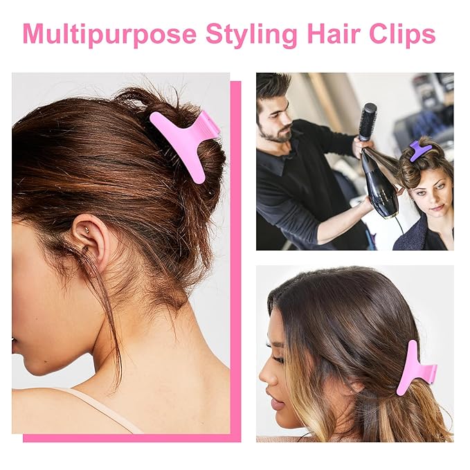 Ondder Pink Purple Butterfly Hair Claw Clips for Styling & Sectioning - Makeup Hair Accessories for Women & Girls