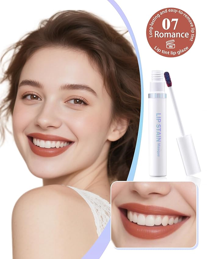 Lip Stain Masque Lip Liner Stain Long Lasting Waterproof Lip Tint Stain Semi-Permanent Lip Tattoo Transfer Proof Non-Drying Matte Finish Suitable for Women's Daily Lip Makeup