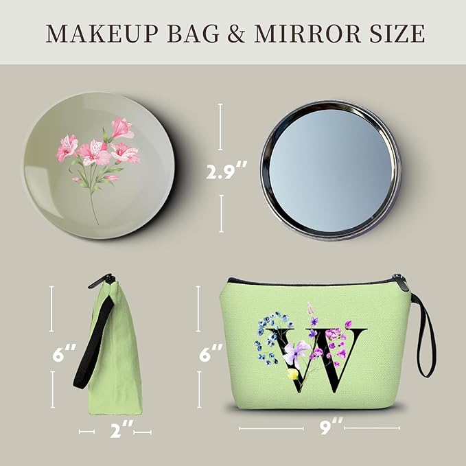 Birthday Inspirational Bridesmaid Proposal Team Small Gifts for Women Mom Aunt Teacher Sister Coworkers Makeup Cosmetic Bag Travel with Mirror Mothers Day Christmas Graduation W
