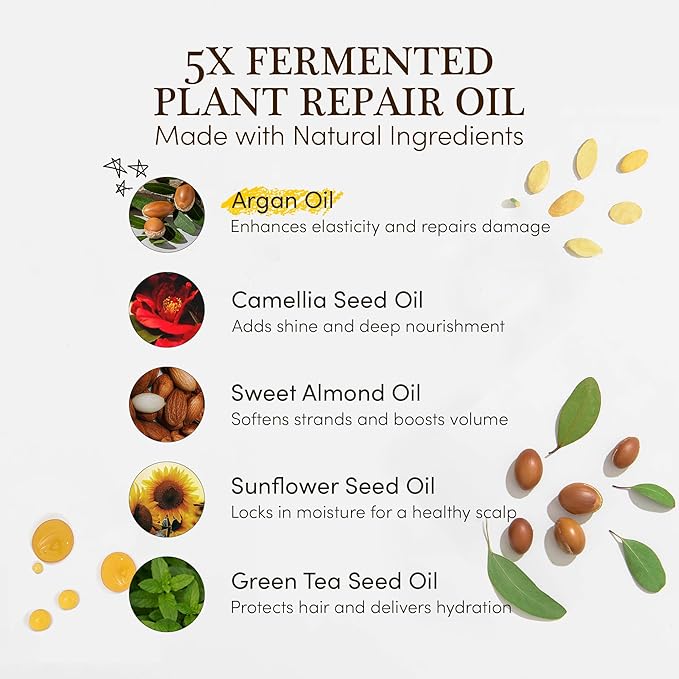 Argan Oil Hair Serum - Hydrates, Repairs Dry, Frizzy, Damaged Hair, Repairs Frayed Ends, Smooths & Strengthens, Suitable for All Hair Types, 3.38 Fl Oz