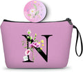 Appreciation Initial Monogram Gifts for Sisters from Sister Employees Team Bride Womens Unique Mom Personalized Makeup Cosmetic Bag with Mirror Mothers Day Christmas Graduation N