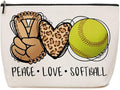 Softball Gifts Leopard Makeup Bag Softball Party Favors Inspirational Gifts for Women Softball Sister Sport Team Lovers Coach Her Cosmetic Bag Zipper Pouch Game Day Christmas Birthday Gift Ideas
