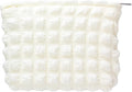 PAZIMIIK Floral Makeup Bag Large Cotton Zipper Pouch for Purse Travel Canvas Make Up Organizer for Women Cosmetic,Bubble Beige