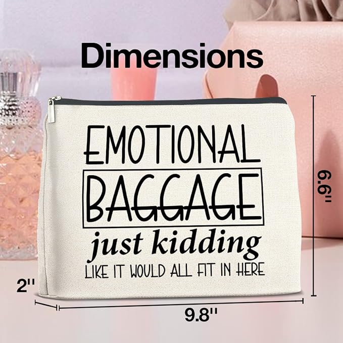 Funny Emotional Baggage Makeup Bag Gifts for Women Friends Bestie Soul Sister BFF, Cosmetic Bag Zipper Makeup Pouch