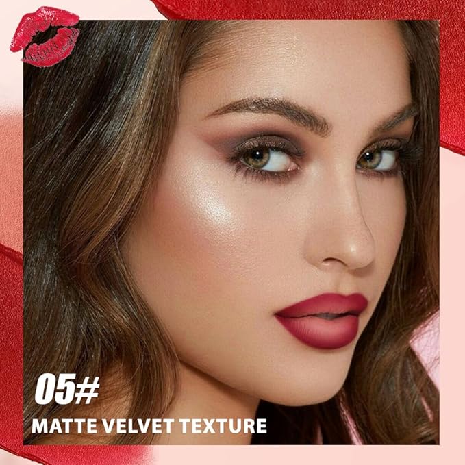 Matte Lip Lipstick Crayon Lip Liner Thick Pencil, High-Pigment Outline lips, Non-sticky Matte Velvet Texture, Waterproof & Smudge-Proof Longwear Pigmented, Fit for all tones 05#