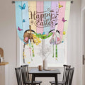 Tie Up Curtains, Happy Easter Rabbit Butt Egg on Daisy Leaf Adjustable Rod by Unknown
