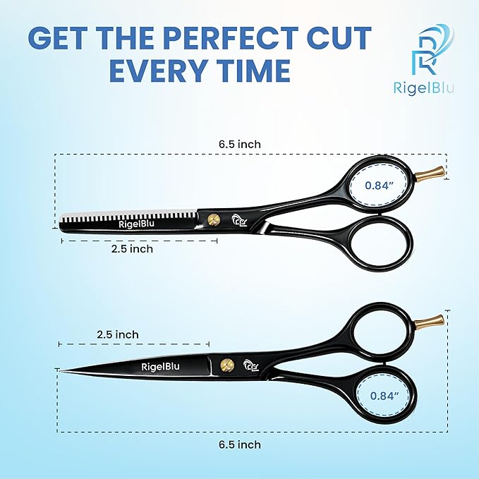 Professional Thinning Hair Cutting Shears & Barber Scissors for Hair Cutting Kit - Ideal for Kids, Men & Women - Premium J2 Japanese Stainless Steel shears for Salon, Home Use - 6.5 Inch