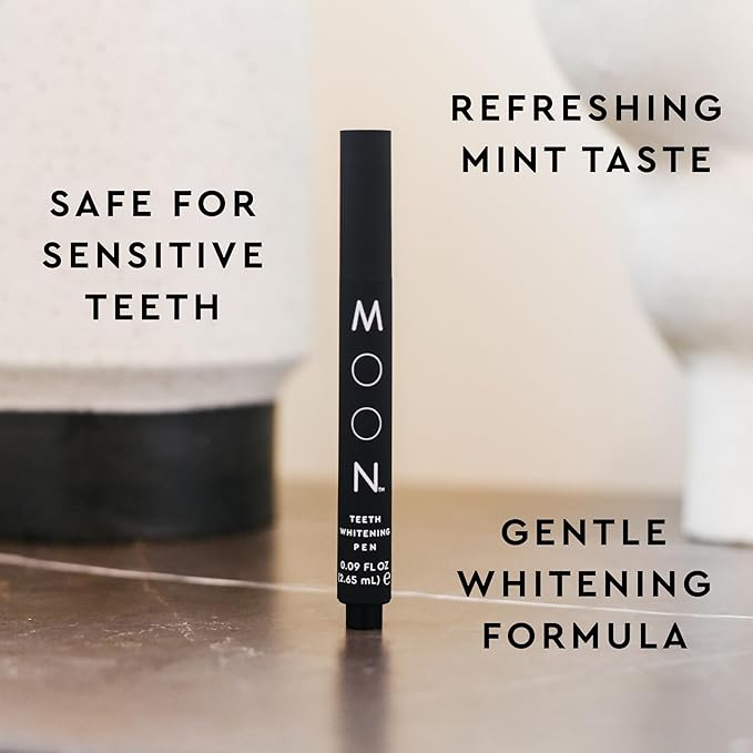 MOON Teeth Whitening Pen, Vanilla Mint, 0.09 Fl Oz, Gentle on Teeth, Whitens with Antioxidants & Essential Oils, Vegan Whitening Gel in an Easy Applicator