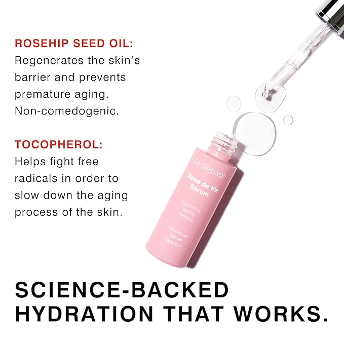 Dr Sebagh Rose de Vie Serum - 1 fl oz - Award-Winning Nourishing Anti-Aging Formula - Use with Dry, Mature, or Sensitive Skin - Designed to Soothe Redness & Irritation - Regenerating & Invigorating