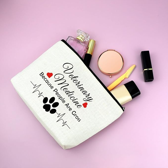 Mxrymvu Thank You Gift for Veterinarian Vet Tech Gift Cosmetic Bag for Doctor Veterinary Technician Friend Sarcastic Gag Makeup Bag for Veterinary Medicine Graduation