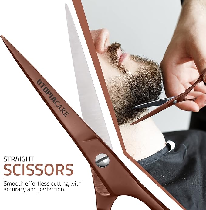Utopia Care Hair Cutting and Hairdressing Scissors 6.5 Inch, Premium Stainless Steel shears with smooth Razor & Sharp Edge Blades, for Salons, Professional Barbers, Bronze