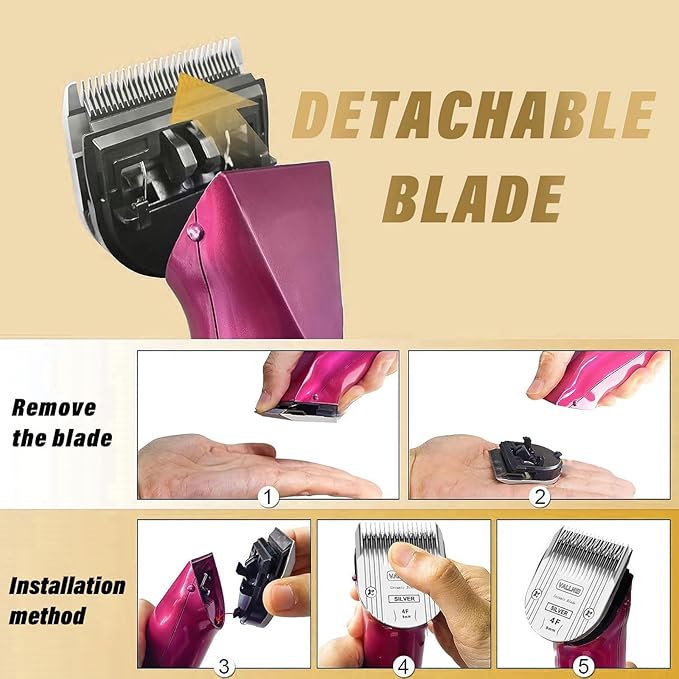 Detachable Adjustable Pet Dog Grooming Clipper 5-in-1 Blade Compatible with WAHL Professional Animal Blade Arco, Bravura, Chromado, Creativa, Figura, and Motion Pet, Dog, and Horse Clippers(4F)(2PACK)