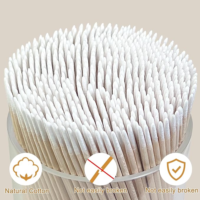200 Pcs Pointed Cotton Swabs – 4-Inch Double-Sided Microblading Cotton Swab with Wooden Sticks for Makeup Application, Nail Care, and Tight Space – Soft, Lint-Free, Disposable Tattoo and Craft Tools
