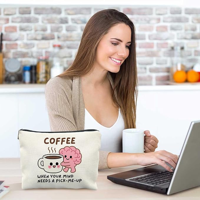 Coffee Gifts Makeup Bag Coffee Lover Gift Cosmetic Bag for Women Zipper Pouch Travel Toiletry Gifts for Birthday Christmas