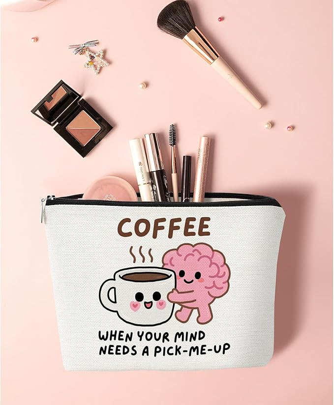 Coffee Gifts Makeup Bag Coffee Lover Gift Cosmetic Bag for Women Zipper Pouch Travel Toiletry Gifts for Birthday Christmas