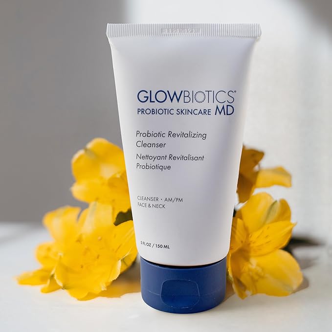 Glowbiotics Probiotic Revitalizing Cleanser 5 oz – Gentle Hydrating Face Wash with Probiotics, Peptides & Aloe Vera | Daily Cleanser for Sensitive, Dry & Aging Skin