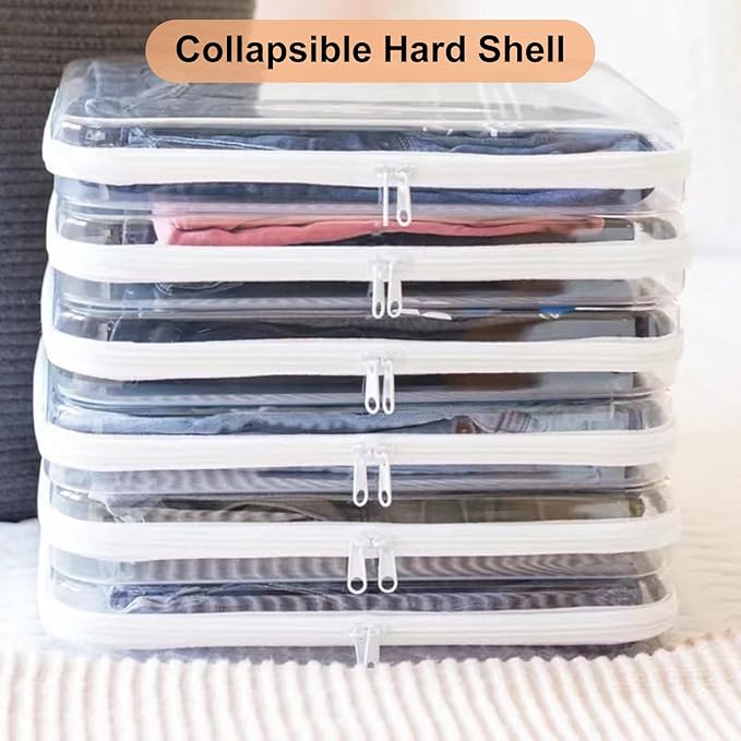 3PCS Clear Zipper Cases, Portable Clear Organizer Pouches for Travel, Double Zippered Hard Shell Plastic Case, Cosmetic Bag for Make Up Tools, Toiletries, Toy Storage(White,2 Pack)