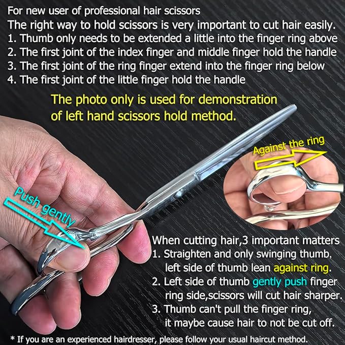 Hair Shears left hand 6 Inch Hair Scissors Left Hand Hair Cutting Scissors Lefty Barber Shears Left Handed KINSARO for Hairdresser Barbershop or Home Use
