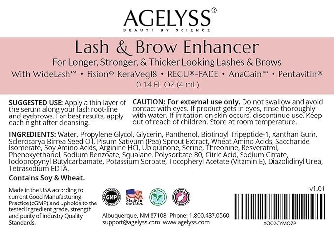 Agelyss Lash & Brow Enhancer - Longer, Stronger & Thicker Lash and Brows - 1 Bottle