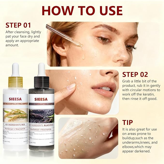 Peel Shot Glow Rice Peeling Ampoule Duo, White Rice Refines Texture+Hyaluronic Acid Locks Moisture, Black Rice Niacinamide Controls Oil Salicylic Acid Gentle Pore Clean, For Various Skins (5.4 fl oz)