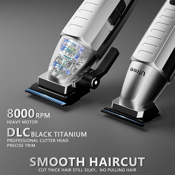 Ufree Professional Hair Clippers for Men, Clippers and Trimmers Set, Barber Clippers, Electric Beard Trimmer with Barber Bag, Gifts for Men，Silver