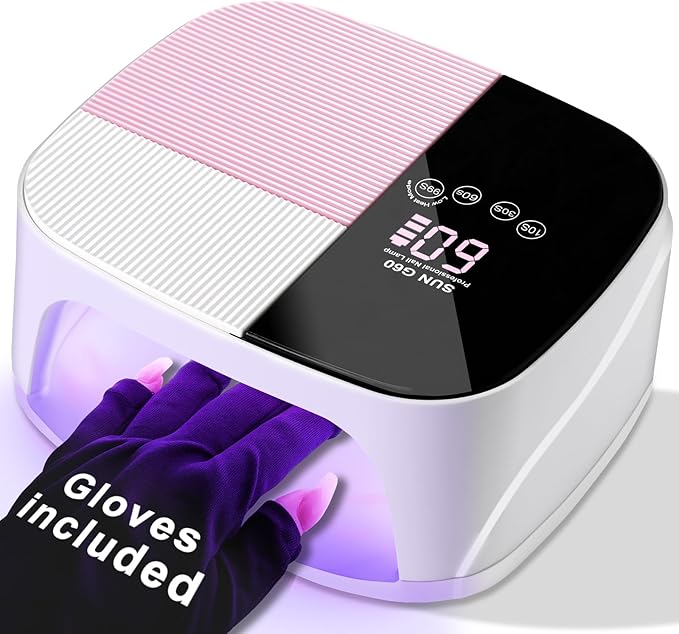 LIMEGIRL UV LED Nail Lamp Kit for Gel Polish Professional Fast Curing White Dryer Light Set with 45PCS Lamp Beads and Gloves and Auto Sensor Cordless Rechargeable Nail Art Cure Machine for Manicure