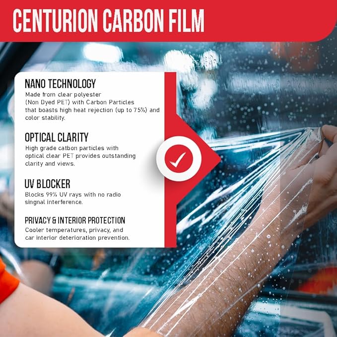 United Centurion Window Tint 35% VLT 36" Inx100'Ft 2Ply Carbon - PET Laminated Adhesive Film - Privacy Window Tint for Cars, Home, Blocks UV/IR Rays, Reduce Heat & Glare - Lifetime Color Stability