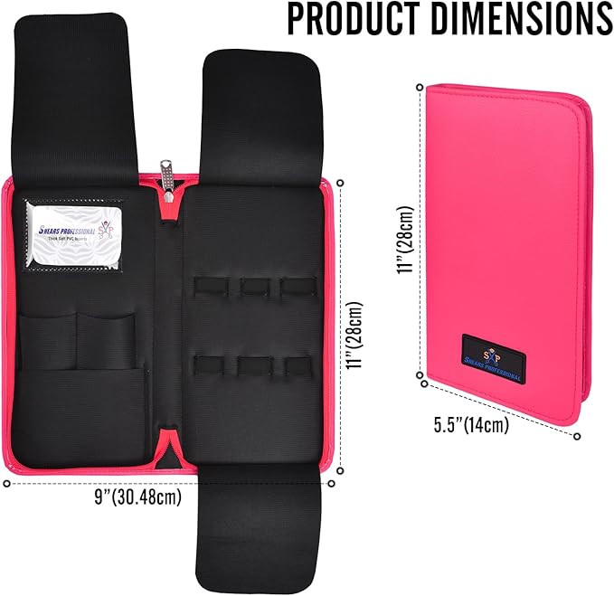 Leather 5 Scissor & Shear Storage Case for Hairstylist - Hairdresser -Scissor Holder Perfect for home-saloon use (Pink)
