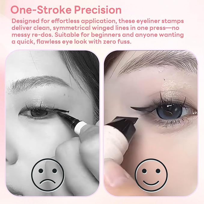 Two-piece Rotary Eyeliner Stamp Set - Quick Shaping Tool, Marks Left and Right Eyes, Smudge-Proof and Long-Lasting, Suitable for Beginners and Makeup Artists (Black & Brown& Gift box)