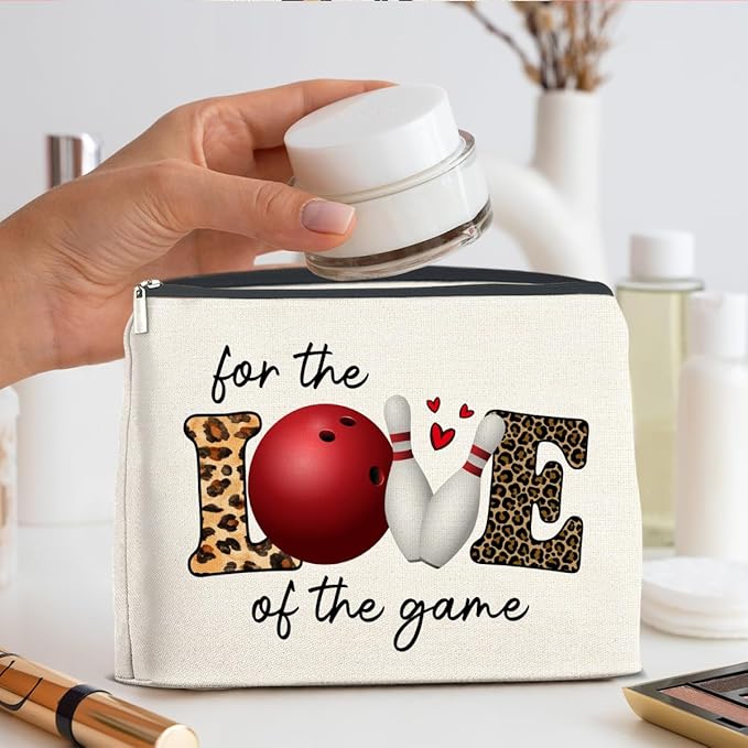 Bowling Gifts Makeup Bag Bowling Team Gifts for Women Coach Cosmetic Bag Bowling Zipper Makeup Pouch Gift, polychrome