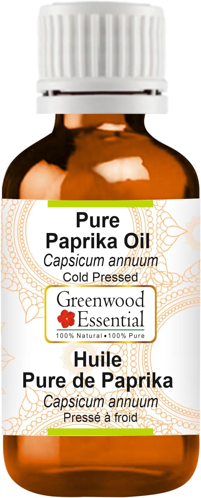 Greenwood Essential Pure Paprika Oil (Capsicum annuum) Cold Pressed 100ml (3.38 oz)