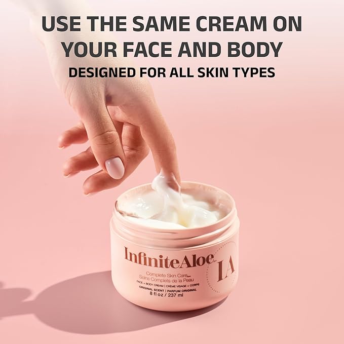 InfiniteAloe Complete Skin Care, Aloe Vera Powered Face and Body Cream for All Skin Types, Dry Skin Everyday Hero, Original Scent - Small Jar 2 oz