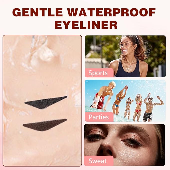 2pcs Gel Eyeliner Pencil Set, New Foldable Eye Liner Stamp for Perfect Wings, Smudge Proof & Waterpoof Liners Tool Pen (Brown)